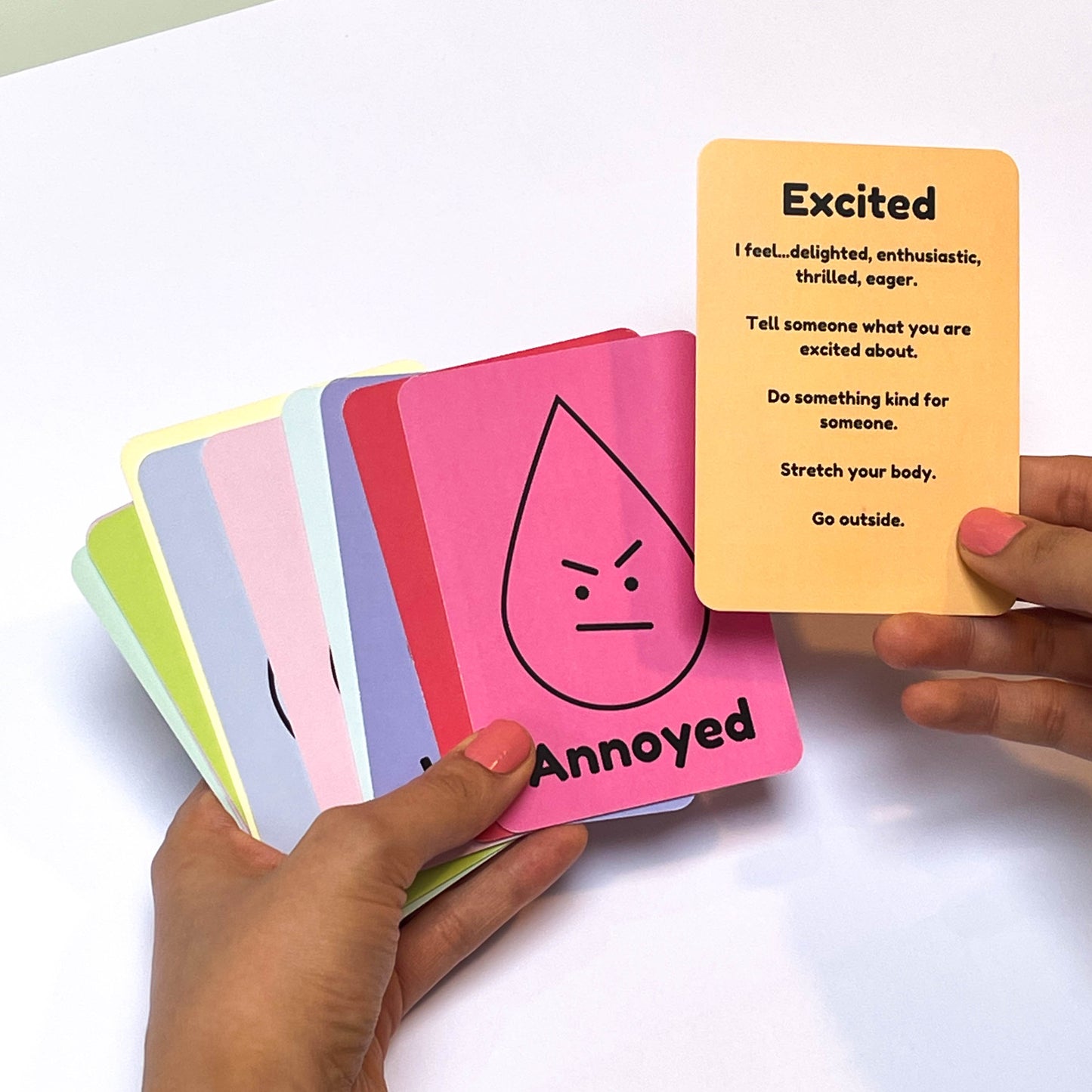 Raindrops of regulation and clouds of character flash cards
