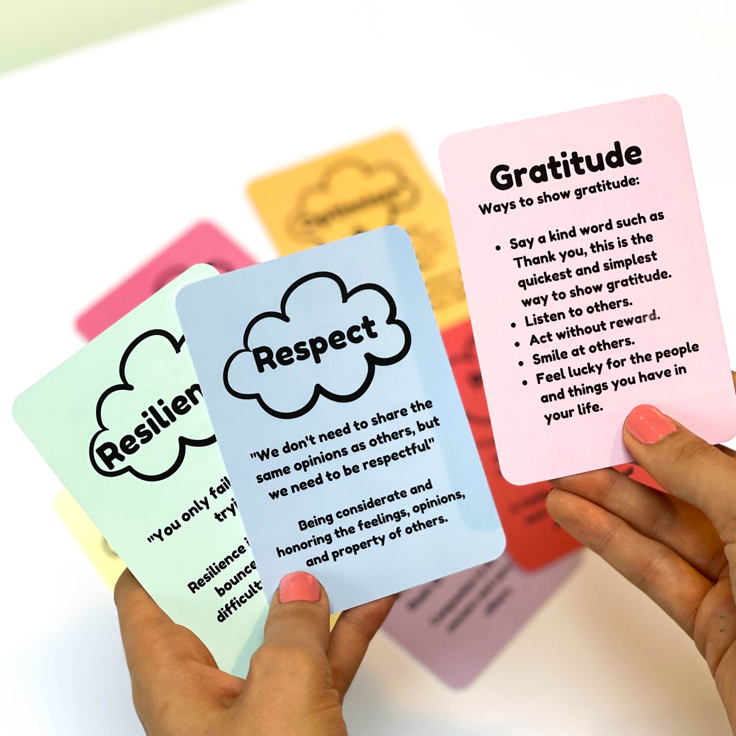 Raindrops of regulation and clouds of character flash cards