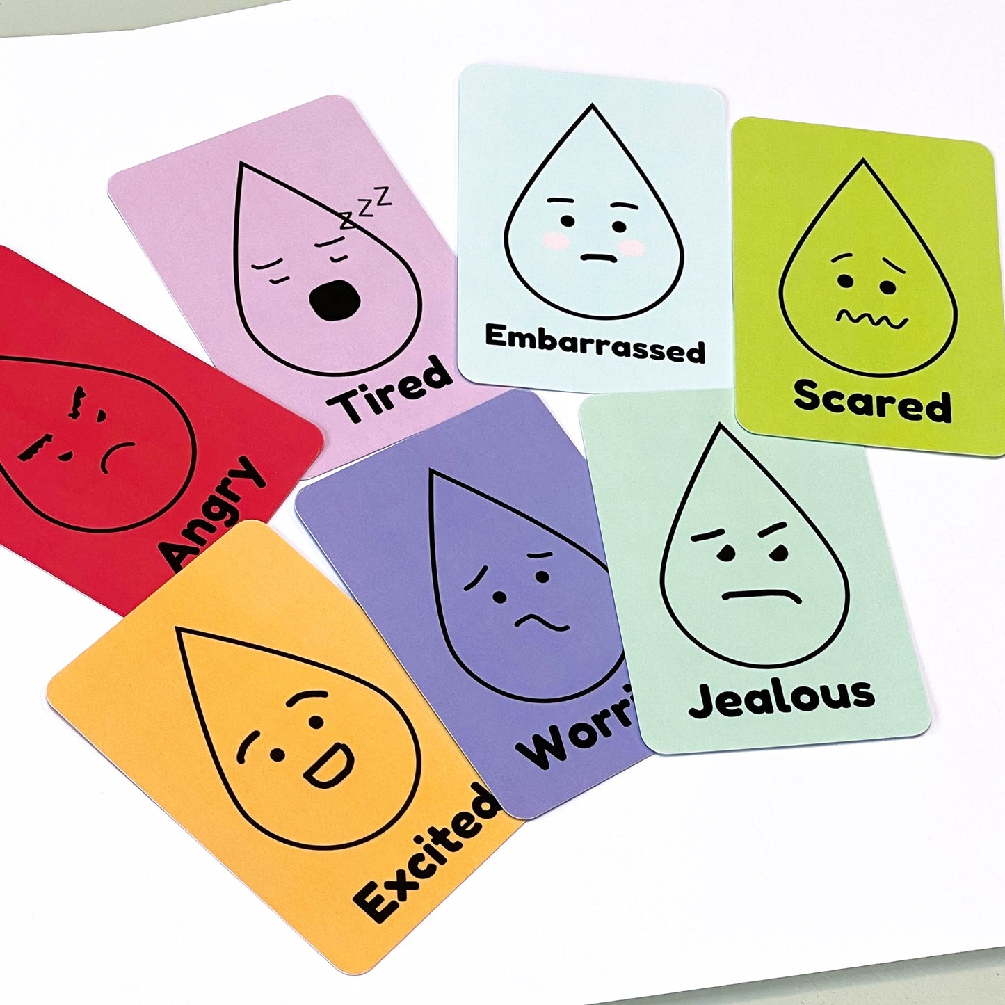 Raindrops of regulation and clouds of character flash cards