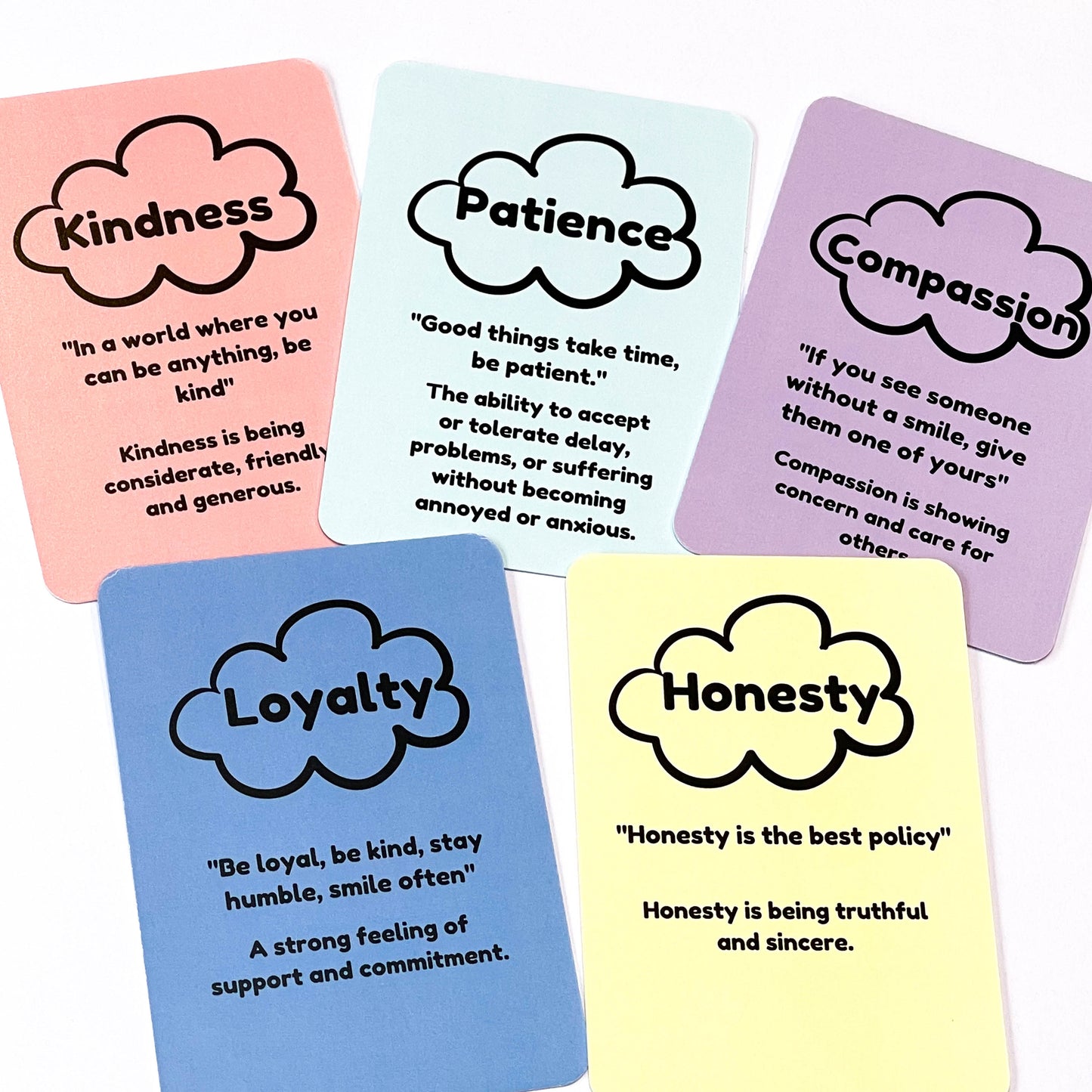 Raindrops of regulation and clouds of character flash cards