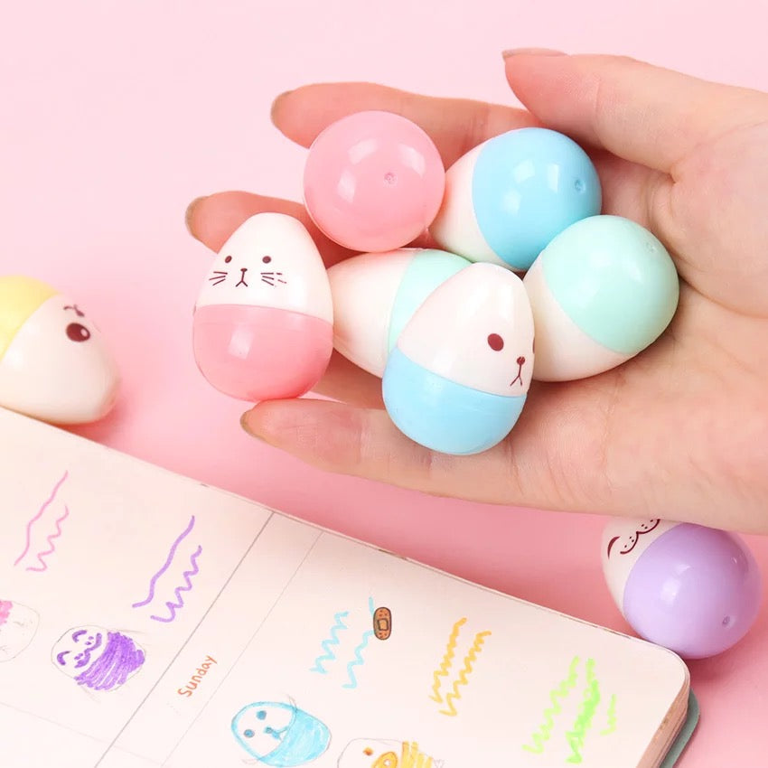Set of 6 egg emotion highlighters