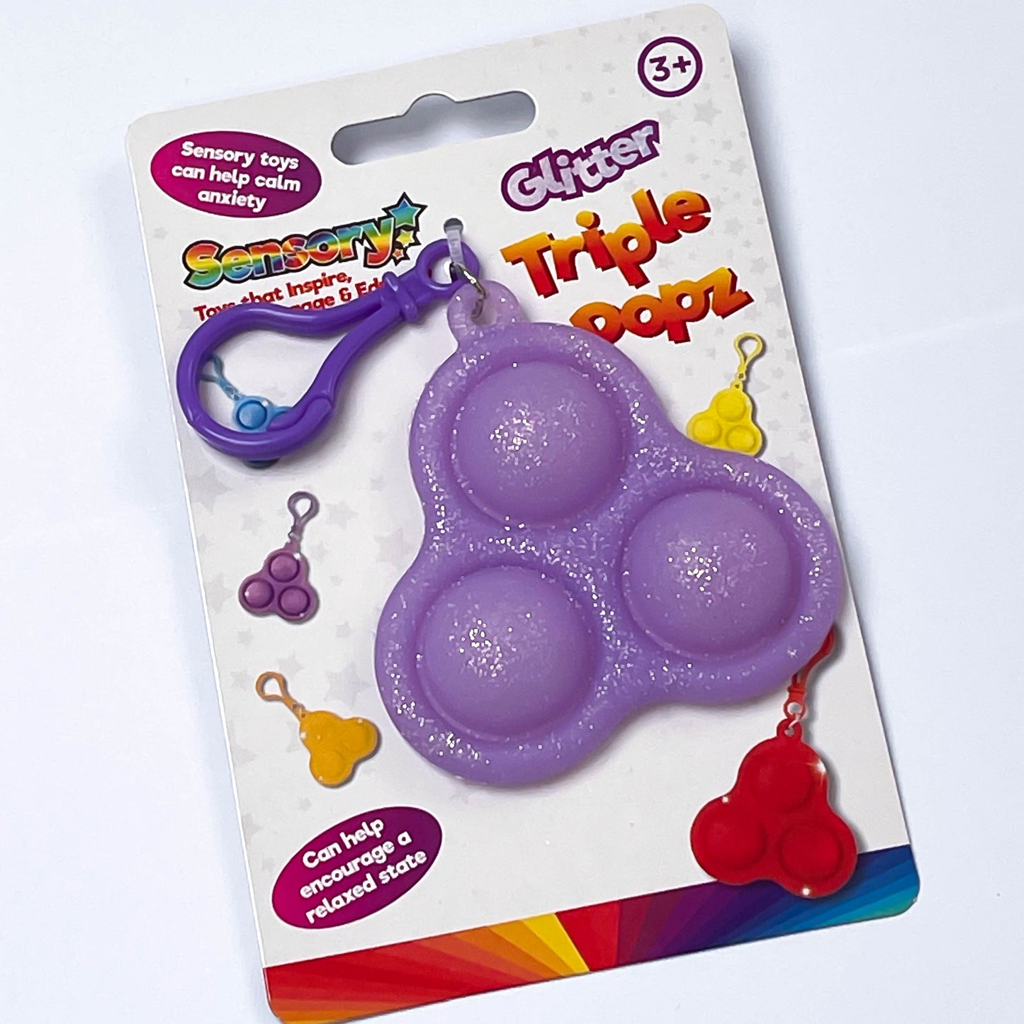 Glitter pop and flip keyring