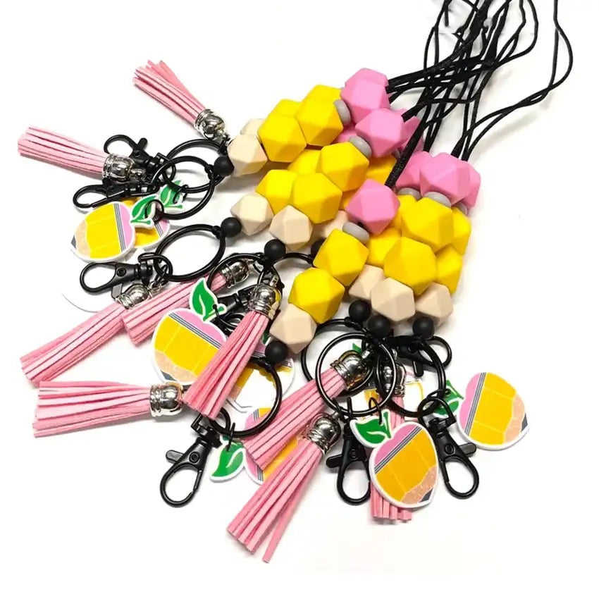 Teacher pencil shaped silicone lanyard