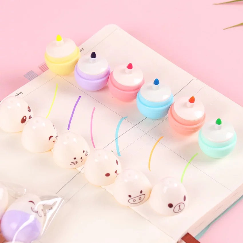 Set of 6 egg emotion highlighters