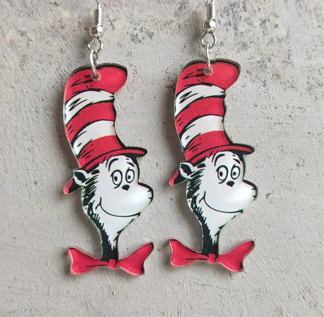Cat in the hat earrings gift