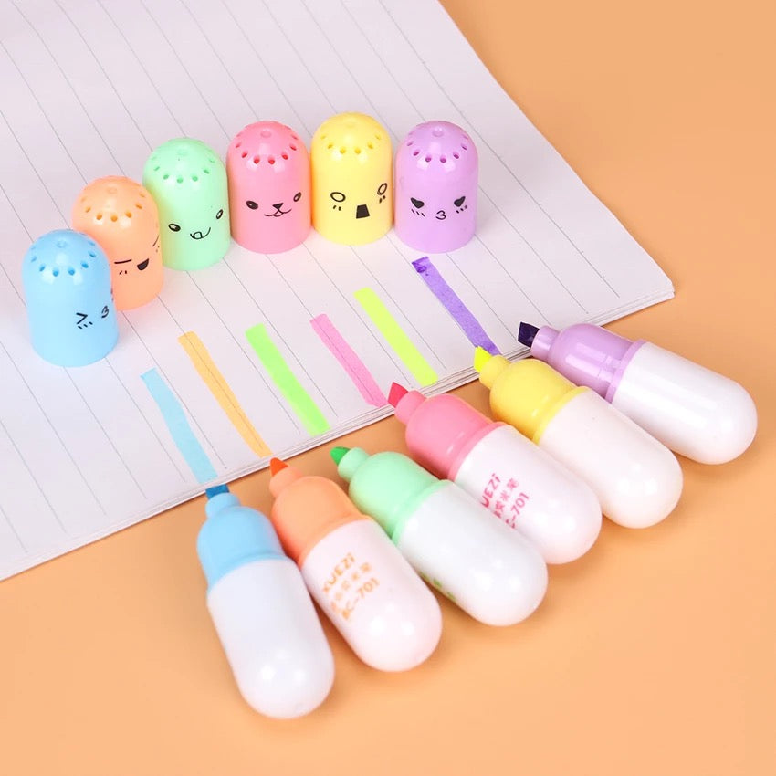Mini set of 6 highlighters
