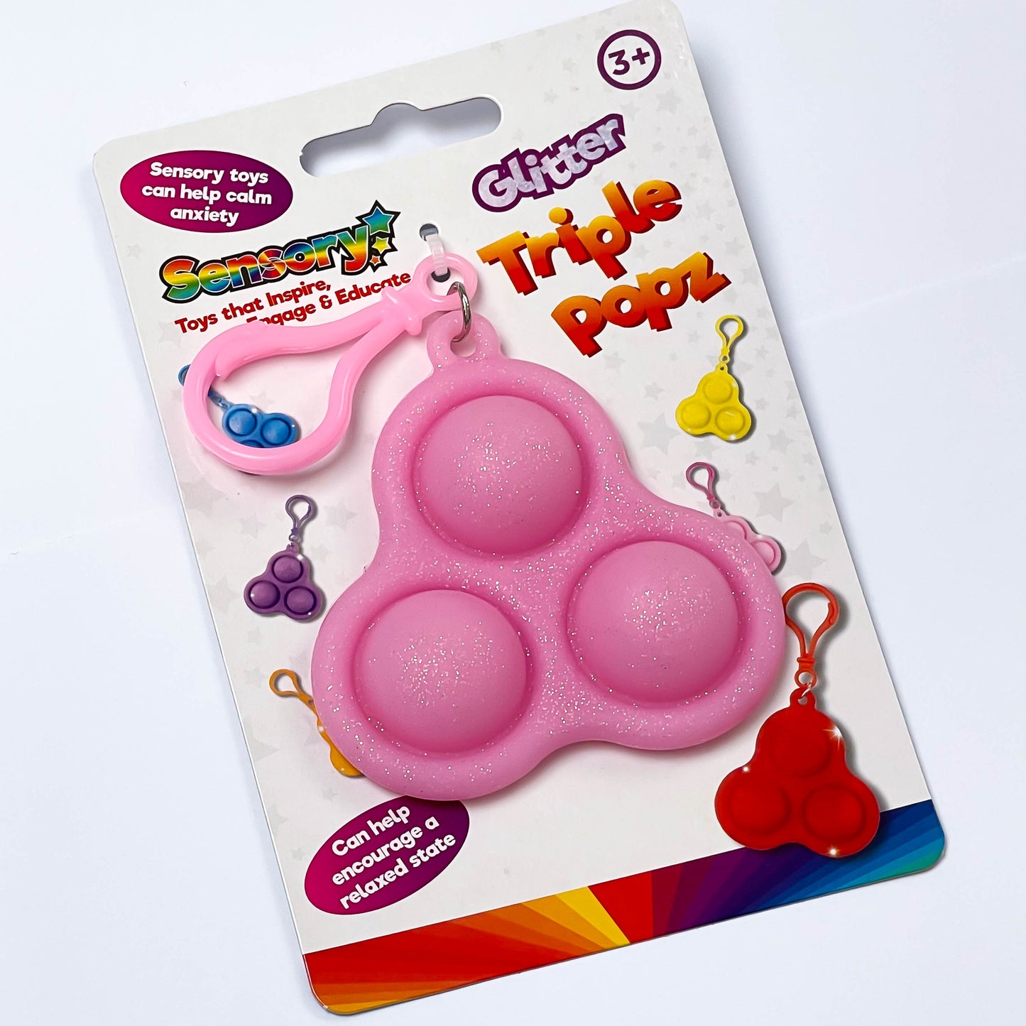 Glitter pop and flip keyring