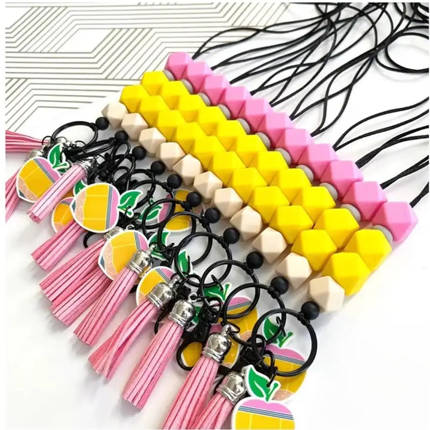 Teacher pencil shaped silicone lanyard