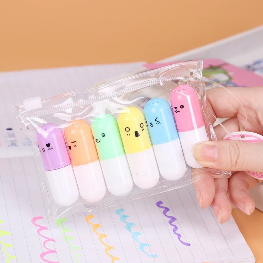 Mini set of 6 highlighters