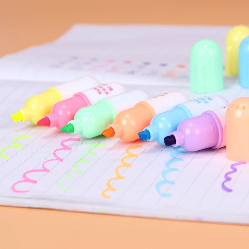 Mini set of 6 highlighters