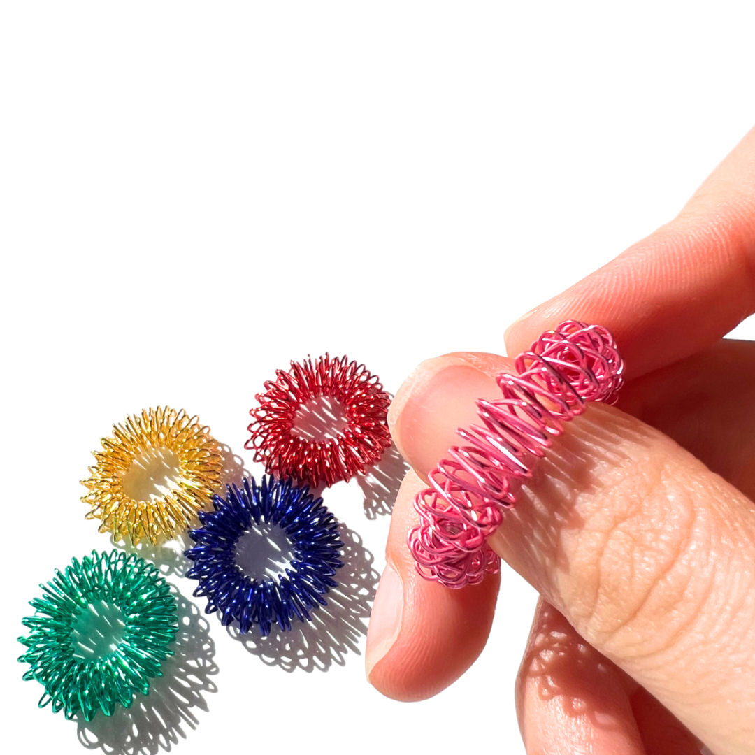 Acupressure finger sensory tool rings