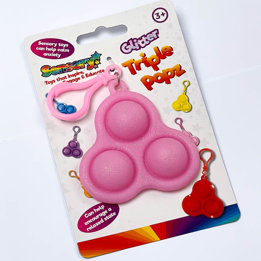 Glitter pop and flip keyring