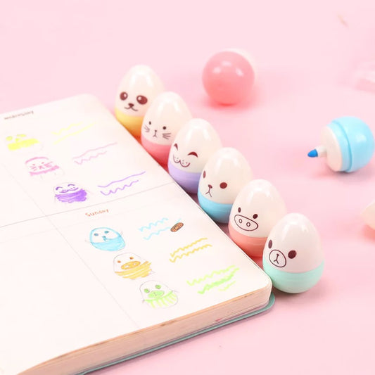 Set of 6 egg emotion highlighters